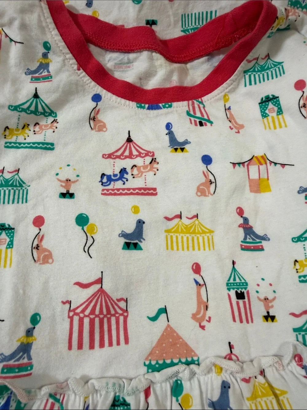 NWOT cotton Long Sleeve Circus Print Nightgown 5/6